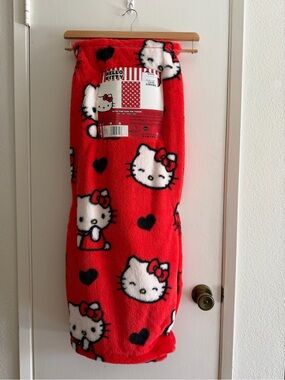 Hello Kitty Red, White & Black Plush Throw Blanket